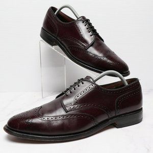 Allen Edmond Concord Burgandy Brown Leather Wingtip Oxford Dress Shoes 10 D